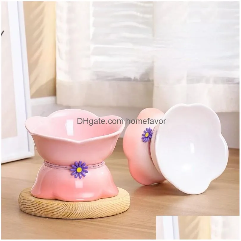 Cat Bowls & Feeders Supplies Cat Gradient Ceramic Bowl Elevated Pet Food Water Feeders Tilted Puppy Dogs Drinking Eating Drop Delivery Dhf1N