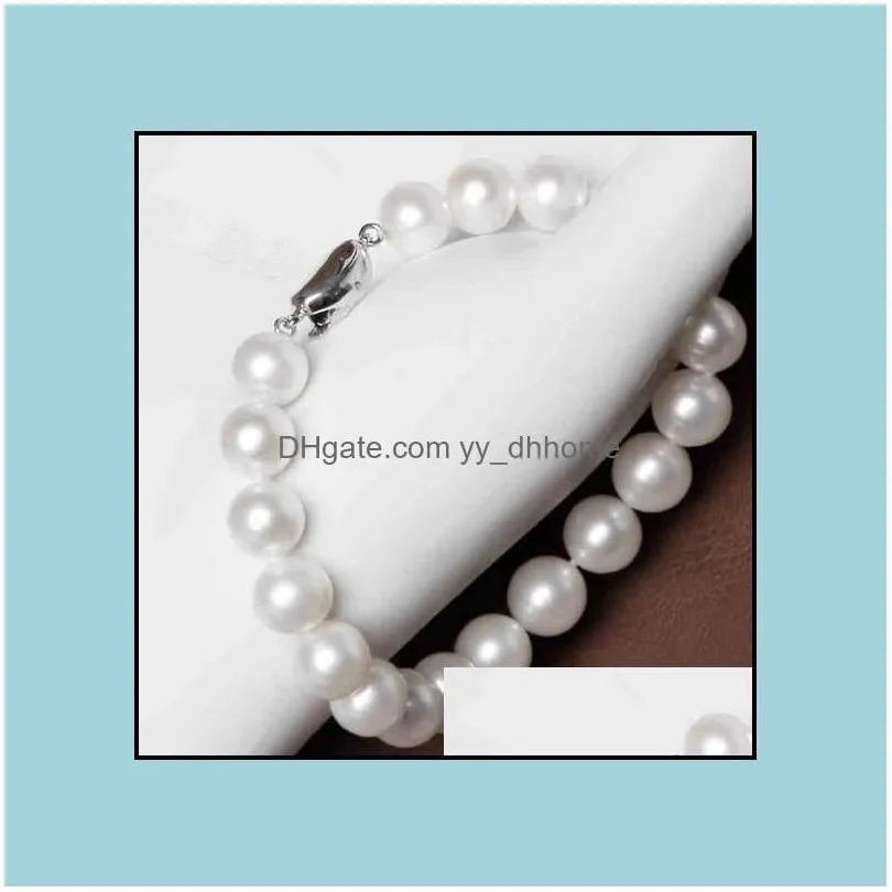 beaded strands bracelets jewelry 8-9mm south sea white round pearl bracelet 7.5-8 inch 925 sier drop delivery 2021 nqzug