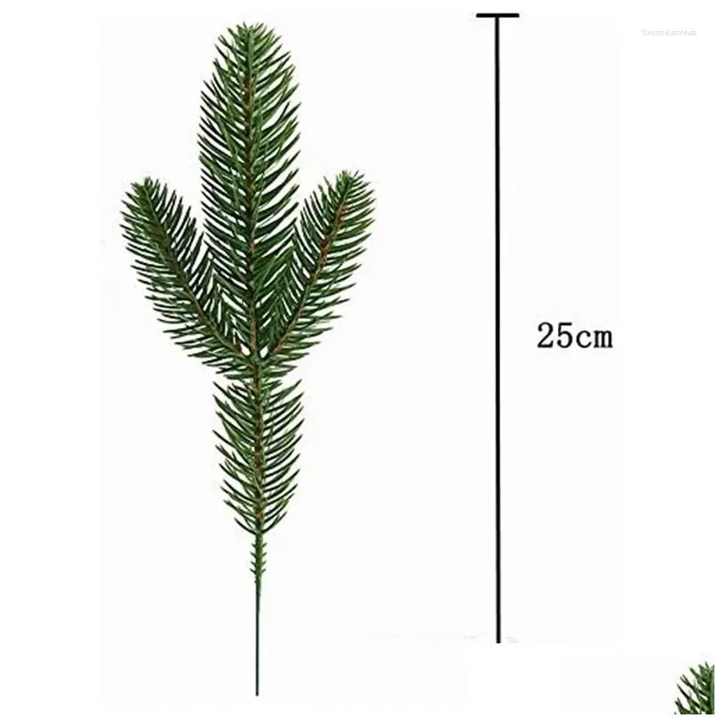 decorative flowers 30pcs artificial pine branches green plants needles diy accessories for garland wreath christmas and home garden