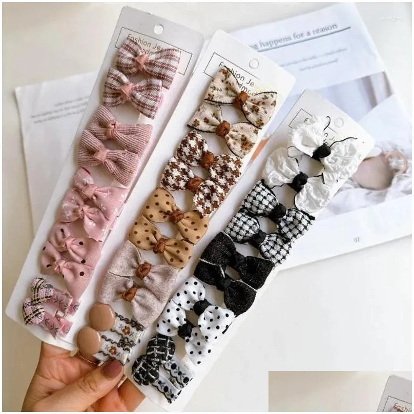 hair accessories 10pcs/lot kids` clips baby basic cute pink khaki series bow hairpins set girls` 4.5cm wholesale