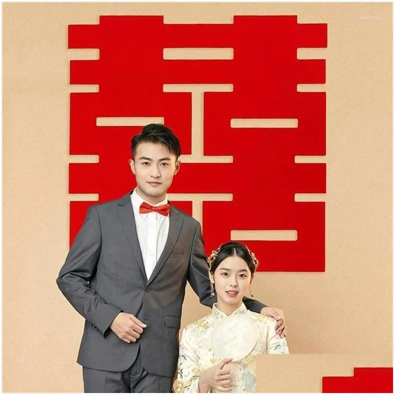 Party Decoration Chinese Wedding 3D Static Sticker Xi Word Traditional Supplies Wall Stickers Year Decorations Drop Delivery Dhgrk