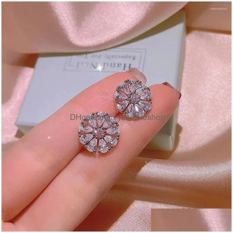 Earrings & Necklace Necklace Earrings Set Live Streaming Ce European And American Zircon Wedding Jewelry Ring Drop Delivery Jewelry J Dhq9A