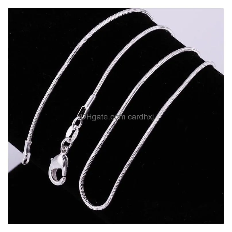 Chains 925 Sier P Smooth Snake Chains Necklace 1Mm Chain Mixed Size 16 18 20 22 24 Inch Drop Delivery Jewelry Necklaces Pendants Dhgaa