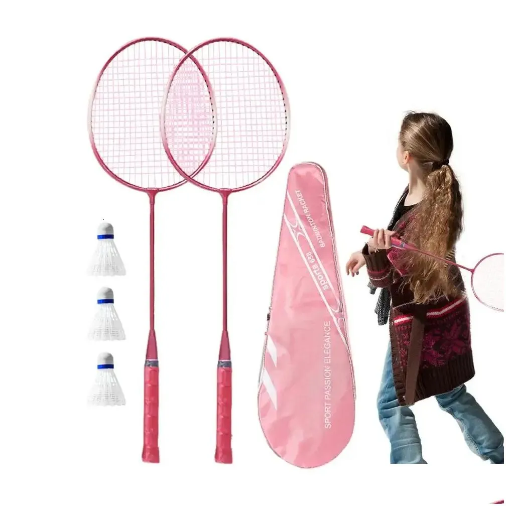 2pcs professional badminton rackets and carrying bag set double racquet indoor outdoor speed sports accessories 240223