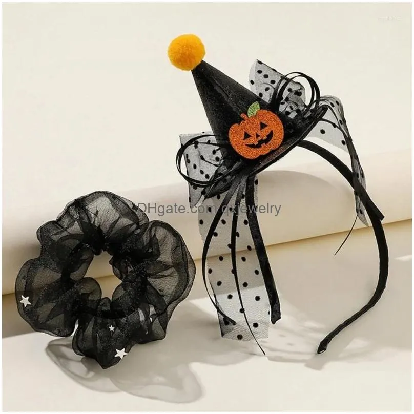 Hair Clips & Barrettes Hair Clips Headband Halloween Pumpkin Tle Tie Mini Cone Hat Glitter Hoop Dropship Drop Delivery Jewelry Hairje Dhirx