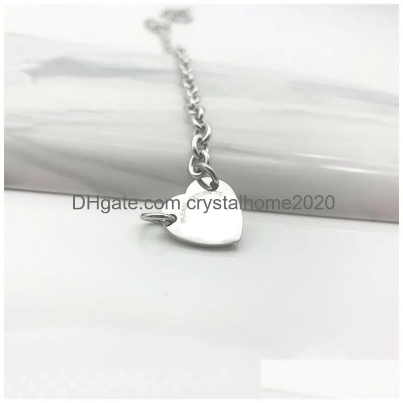 luxury designer 19mm heart necklace women stainless steel fashion chain jewelry gift for girlfriend christmas valentine day wholesale
