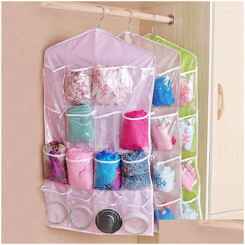 Storage Boxes & Bins Storage Boxes Clear Small Pockets Sundry Goods Classified Hang Bag Wardrobe Cloakroom Accessories Bras Underpants Dhlgd
