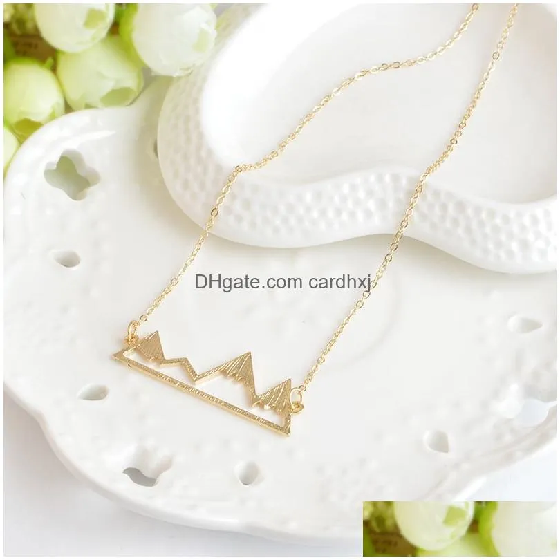 Pendant Necklaces Fashion Mountain Peaks Necklaces Geometric Landscape Character Pendant Electroplating Sier Plated Drop Delivery Jewe Dhjti