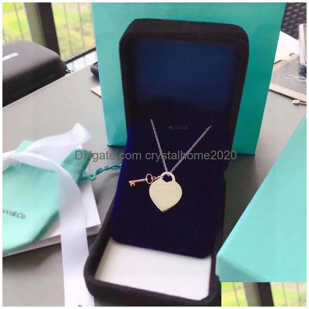 Anynecklace Love Key T Necklace Female Isn Minority Design Heart-Shaped Pendant Clavicle Drop Delivery Dhjhm