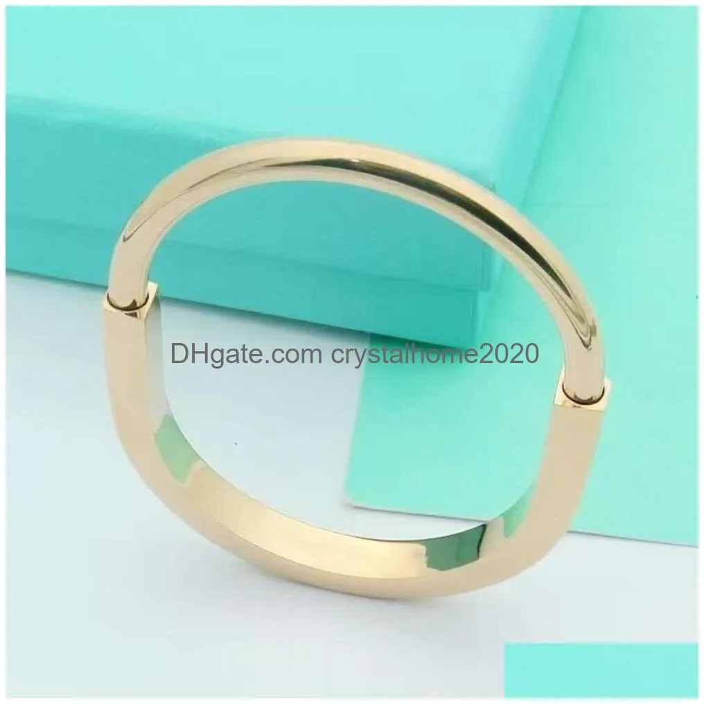 Anyluxury Designer Horseshoe Shaped Steel Bracelet Rose Gold Jewelry Drop Delivery Dhr3Y