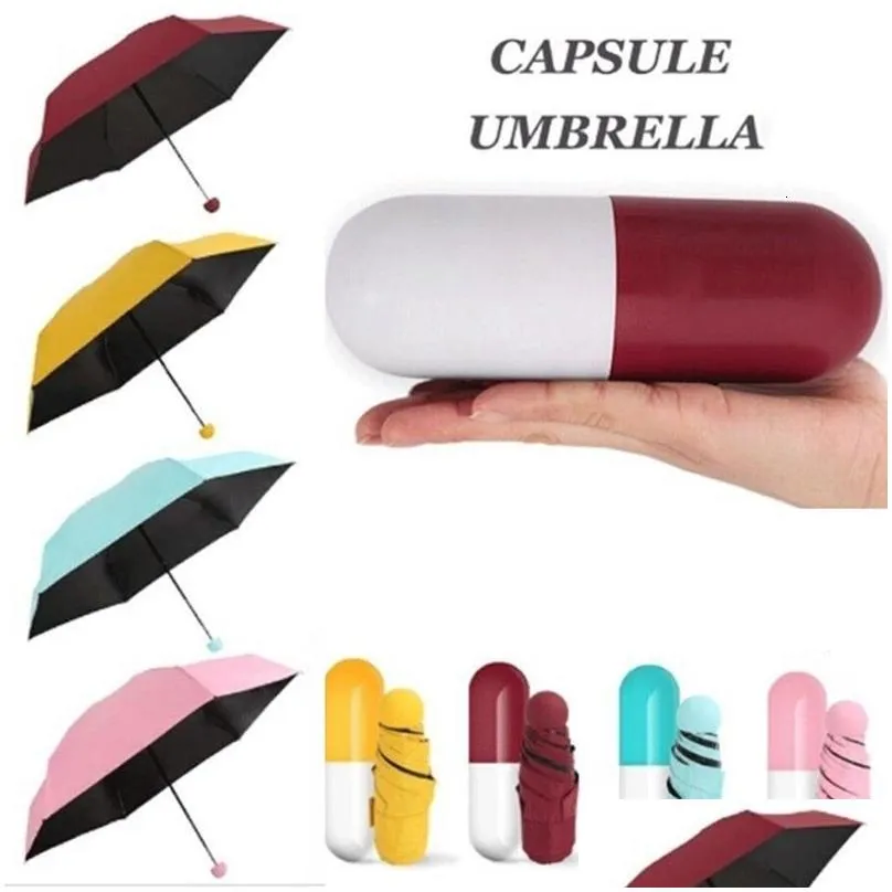 Umbrellas Capse Umbrella Mini Light Small Pocket Antiuv Folding Compact Cases 230603 Drop Delivery Dhzc2