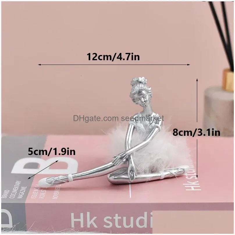 Decorative Objects & Figurines Decorative Objects Figurines Northouins Nordic Deluxe Cute Ballet Girl Resin Body Dancer Statue Family Dhmjg