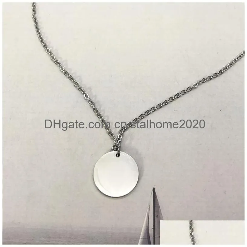 round necklace female stainless steel couple chain pendant jewelry on the neck gift for girlfriend accessories wholesale