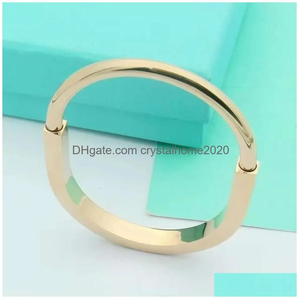 Anyluxury Designer Horseshoe Shaped Steel Bracelet Rose Gold Jewelry Drop Delivery Dhr3Y