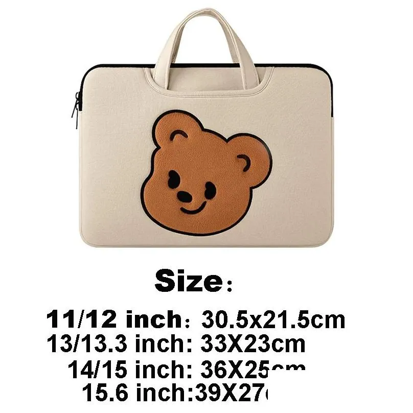 backpack cute bear laptop bag sleeve 11.6 12 13 14 15 15.6 inch cover laptops carrying handbag for book air pro 13 pc  magicbook