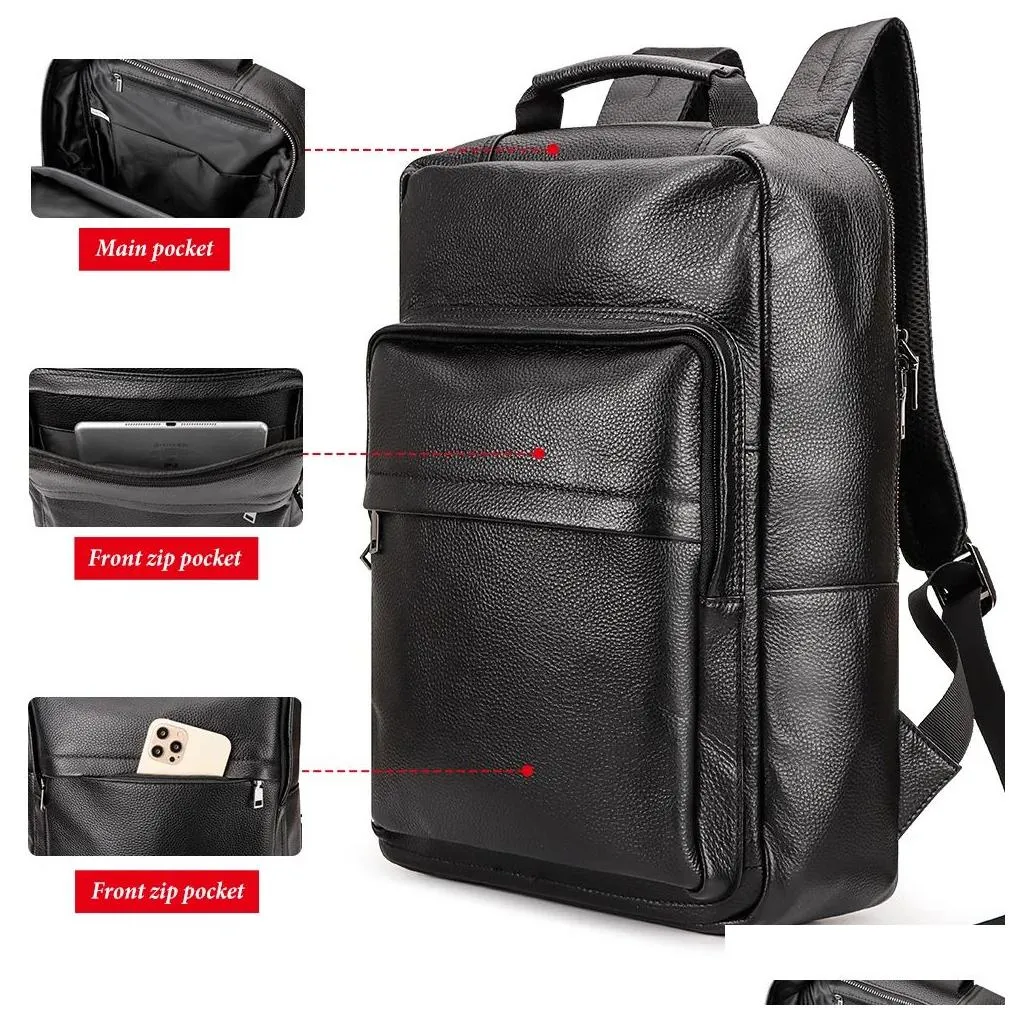backpack humerpaul men`s luxury fashion business backpack 15.6 inch laptop backpacks genuine leather men`s backpack large capacity bag