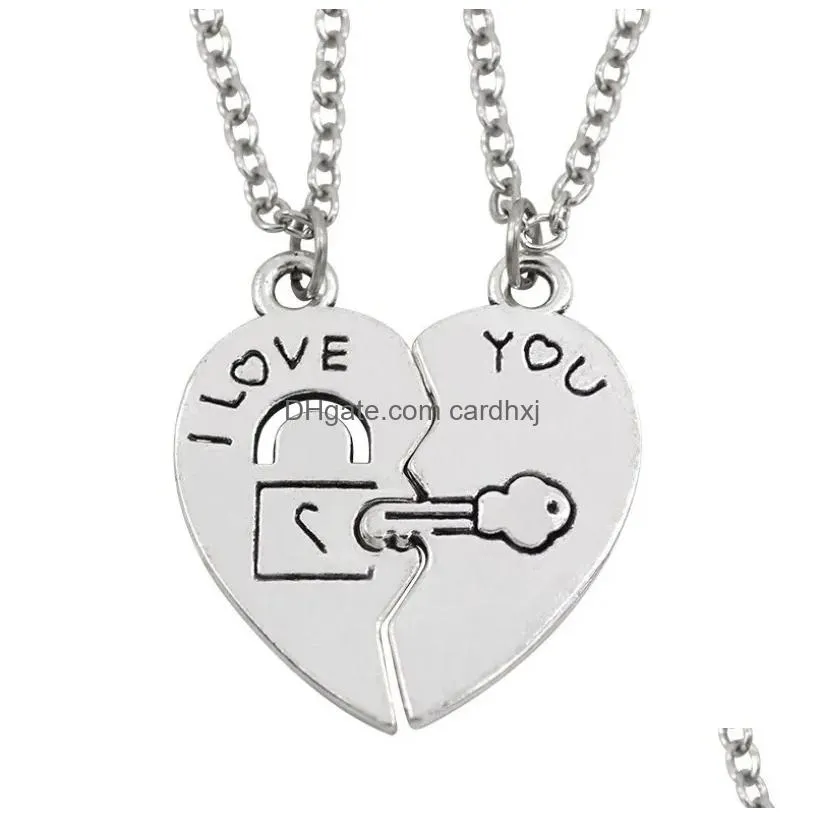 Pendant Necklaces I Love You Broken Heart Necklace Best-Friends Pendant Necklaces Boys Girls Lover Gift Fashion Jewelry Drop Delivery Dhmzv
