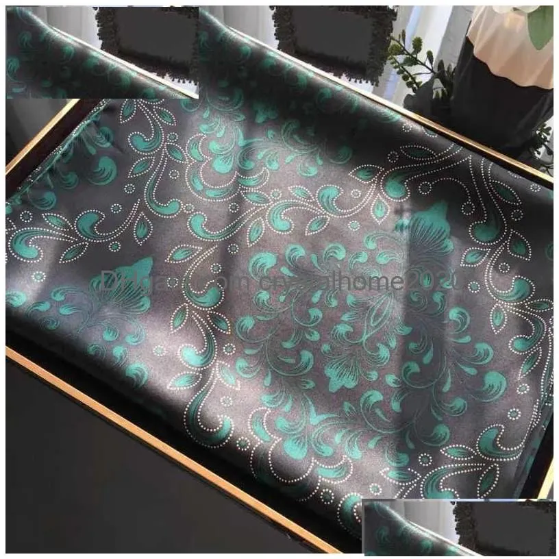 Scarves 110 110Cm Luxury Square Silk Scarf For Women Large Wrap Shawl Satin Print Hijab Designer Brand Muffler Female Foard Bandana D Dhfen