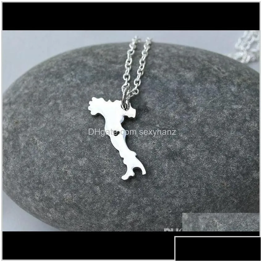 pendant pendants jewelry drop delivery 2021 10pcs- european country map necklace charm italian italia pride i heart love capital of italy