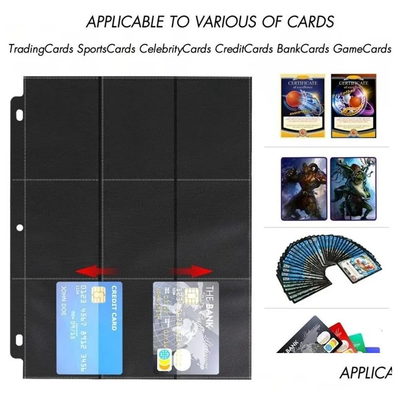 Notepads Wholesale Notepads 900 Pockets Trading Card Sleeves Binder Baseball Fit For 3 Ring Holder Protector 230607 Drop Delivery Offi Dhqdz