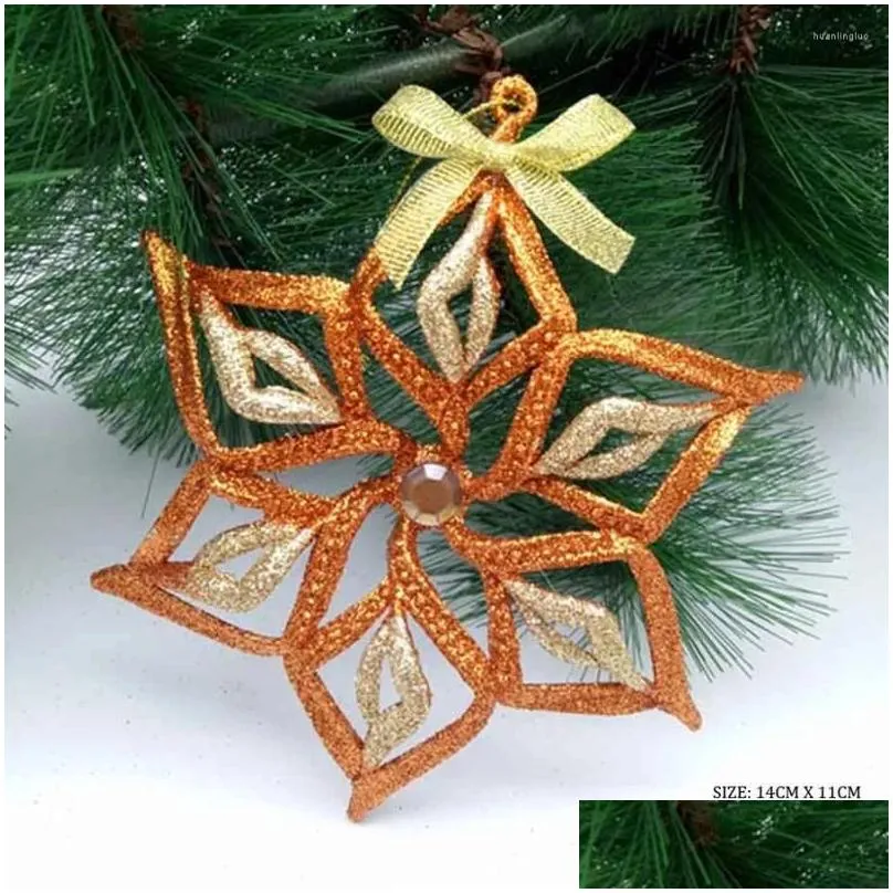 christmas decorations 1pc sticky gold powder pearl two-tone bow tree pendant 14cmx11cm diy xmas home decoration tools ornaments