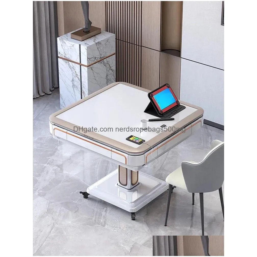 Decorative Plates Mahjong Hine Matic Household Internet Celebrity Folding Mute Table Dining Dual-Use Electric Sparrow Drop Delivery Dh4An