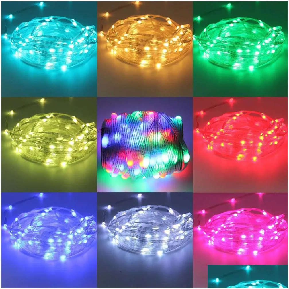 Storage Bags New Storage Bags Led Fairy Lights Dream Color Christmas String With Remote Control For Bedroom Party Tree Drop Delivery H Dhmr2