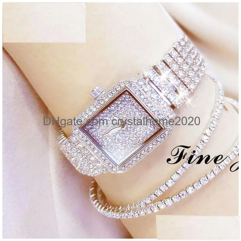 Womens Watches Dome Cameras Montre Femme 2022 Fl Diamond Quartz Women Sier Luxury Brand Crystal Square Female Wristwatch Rhinestone L Dhavd