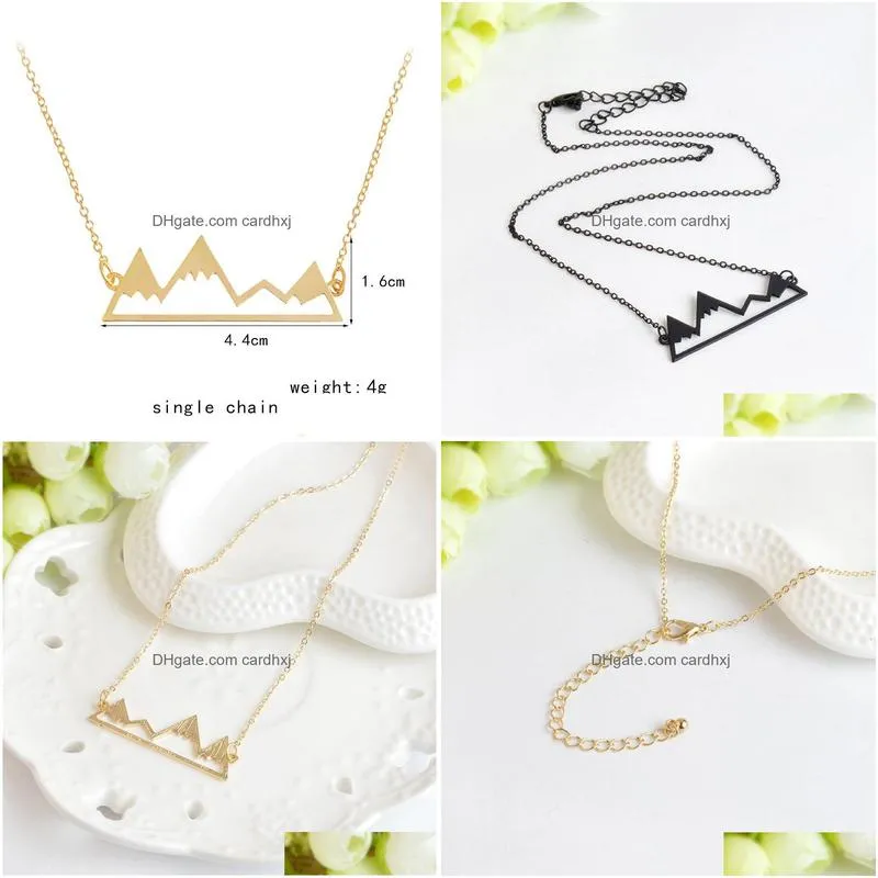 Pendant Necklaces Fashion Mountain Peaks Necklaces Geometric Landscape Character Pendant Electroplating Sier Plated Drop Delivery Jewe Dhjti