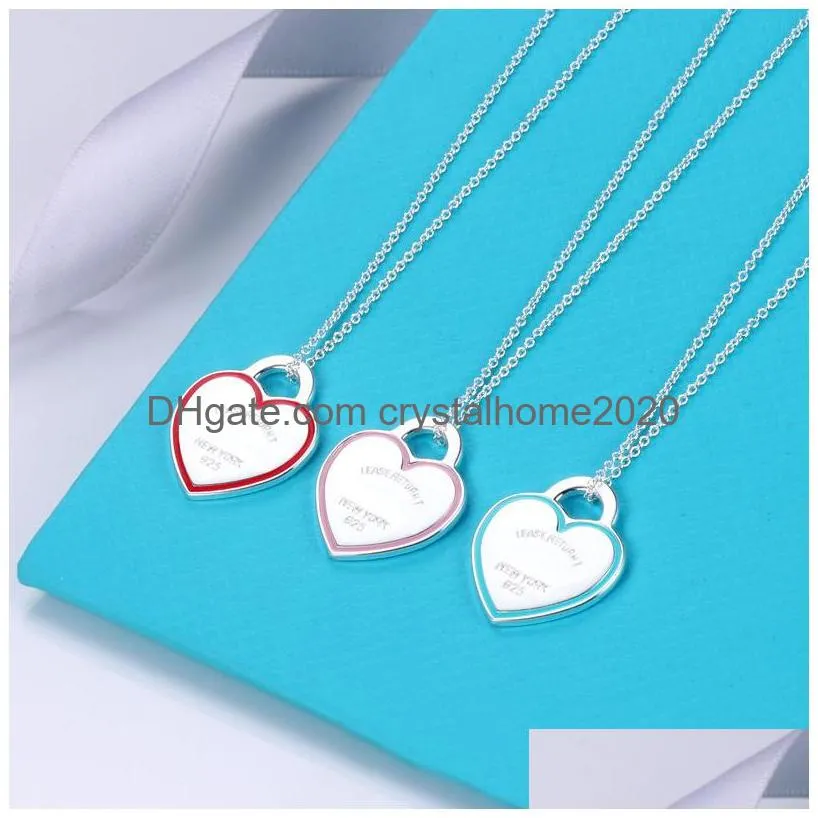 brand classic t peach heart pendant necklace fashion new product green change dripping oil designer necklace for womens high-quality luxury