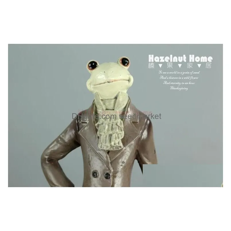 Decorative Objects & Figurines Decorative Objects Figurines Creative Vintage Resin Frog Lover Statue Home Decoration Crafts Room Items Dherp