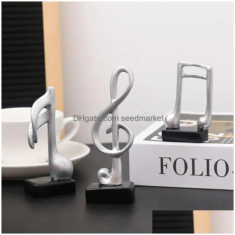 Decorative Objects & Figurines Decorative Objects Figurines 3 Pieces/Set Resin Music Notes Mini Digital Nordic Art Indoor Home Desktop Dhzbm