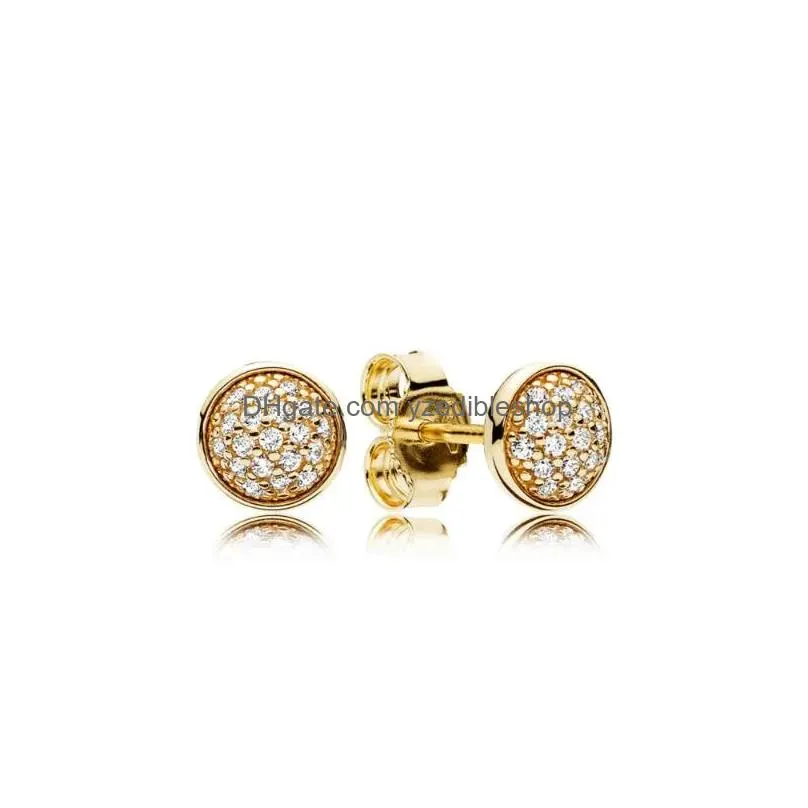 Stud Earrings 925 Sterling Sier Round Heart With Gold Color Bee Fl Crystal Studs Earring For Women Fine Jewelry Drop Delivery Dh7Tj