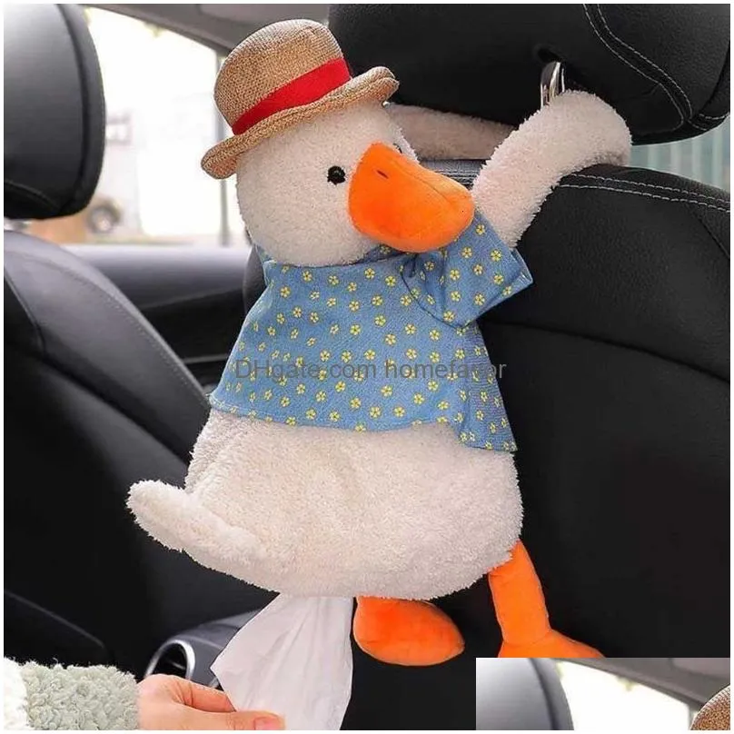 Tissue Boxes & Napkins Napkins Tissue Boxes Car Installation Paper Towel Holder Cute Duck Tushy Napkin Storage Organizer Armrest Box B Dhdie