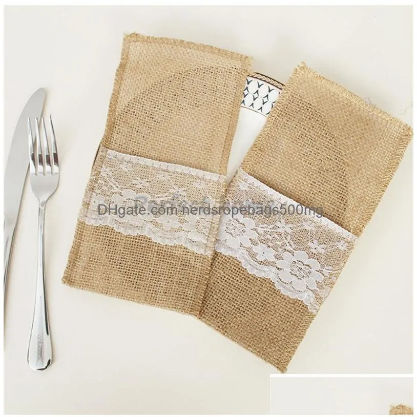 Other Festive & Party Supplies Christmas Tableware Set Linen Lace Decoration Knife And Fork Bag Party Wedding Festival By Ocean- P79 D Dhq0K