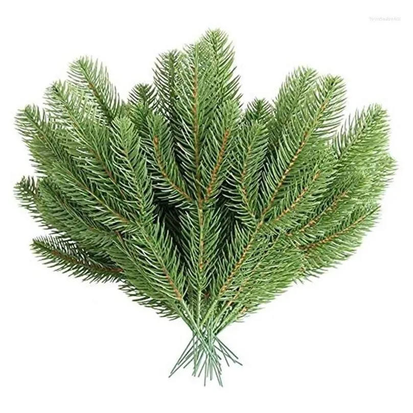 decorative flowers 30pcs artificial pine branches green plants needles diy accessories for garland wreath christmas and home garden