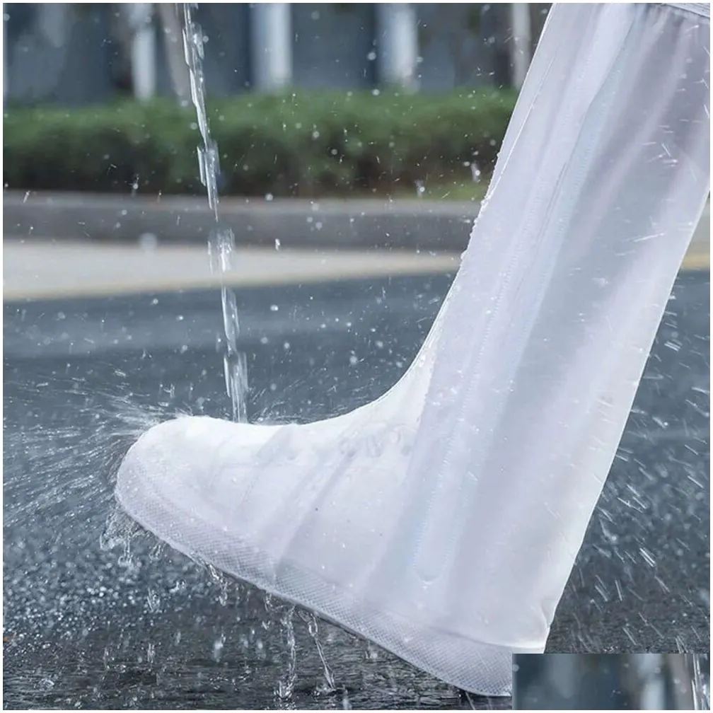 Storage Bags New Storage Bags Rain Shoe Er Protector Impermeable Waterproof Rubber Non Slip Wear Resistant Soft Slippers Gardening Boo Dhmwi