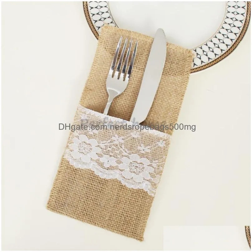 Other Festive & Party Supplies Christmas Tableware Set Linen Lace Decoration Knife And Fork Bag Party Wedding Festival By Ocean- P79 D Dhq0K