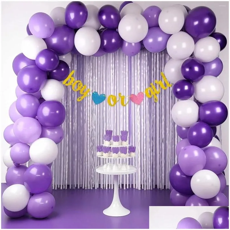 Other Event & Party Supplies Party Supplies 65Pcs Set 16 4Ft Gold Paper Card For Birthday Custom Banner Hanging Swirls Latex Balloon B Dhoaa