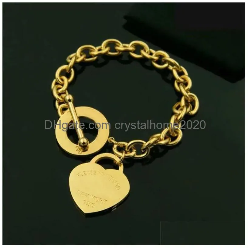 Anynew Brand Ot Clasps Love Charm Bracelet Classic T Letter Designer Couples Chain Fashion Men And Women Jewelry Drop Delivery Dhyes