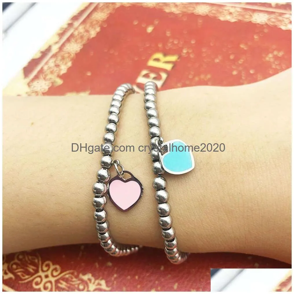Any Selling Steel Heart Bracelet Fashion Womens Beads Stainless Love Hand Jewelry Drop Delivery Dhlbk