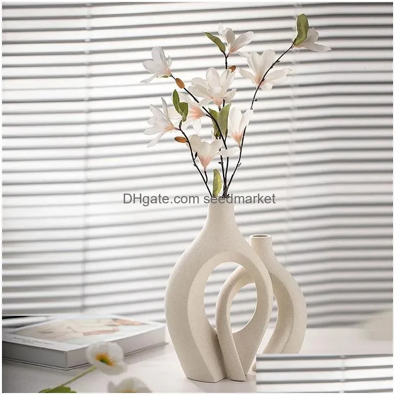 Vases Capiron Luxury Decorative Ceramic Vase Home Decoration Accessories Nordic Flower House Interior Living Room Tabletop Modern Art Dhmxa