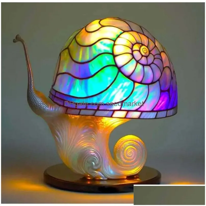 Decorative Objects & Figurines Decorative Figurinescolorf Mushroom Table Lamp Decoration Design Home Resin Craft Courtyard Ornaments I Dhwht