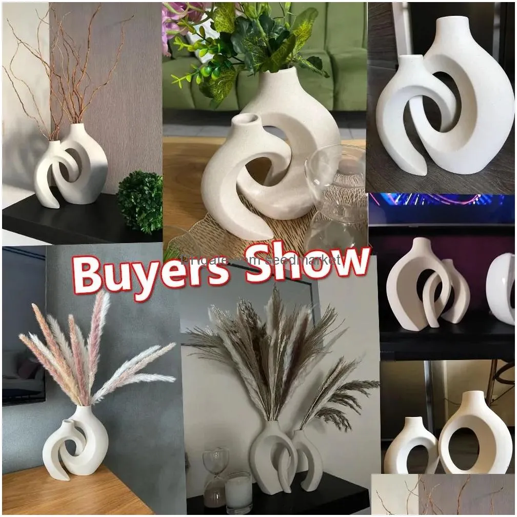 Vases Capiron Luxury Decorative Ceramic Vase Home Decoration Accessories Nordic Flower House Interior Living Room Tabletop Modern Art Dhmxa