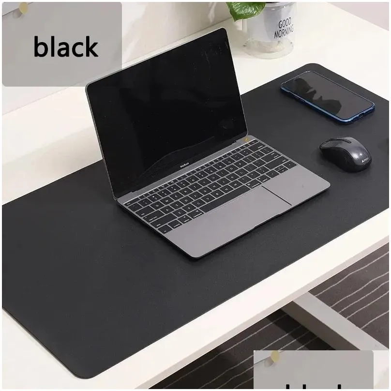 pads grey mousepad portable mouse pad large gaming waterproof nonslip pu leather suede desk mat computer keyboard desk pad mats