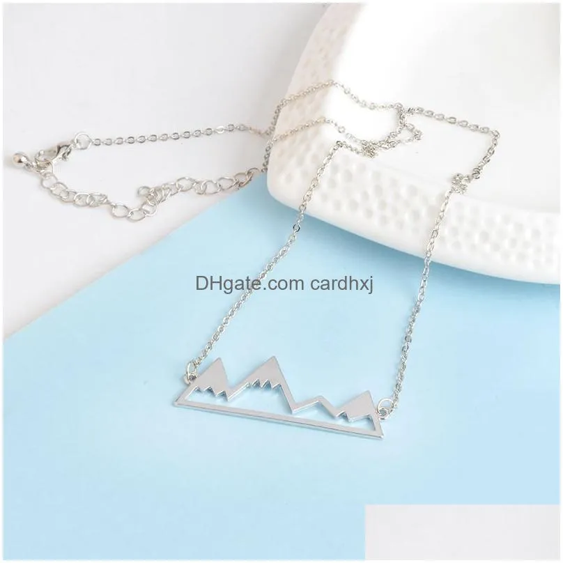 Pendant Necklaces Fashion Mountain Peaks Necklaces Geometric Landscape Character Pendant Electroplating Sier Plated Drop Delivery Jewe Dhjti