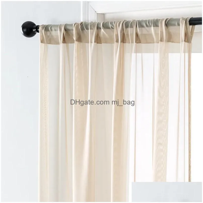 Curtain Bileehome Solid White Tle Sheer Window For Living Room Theroom Modern Voile Organza Fabric Drapes 230306 Drop Delivery Dhpk9