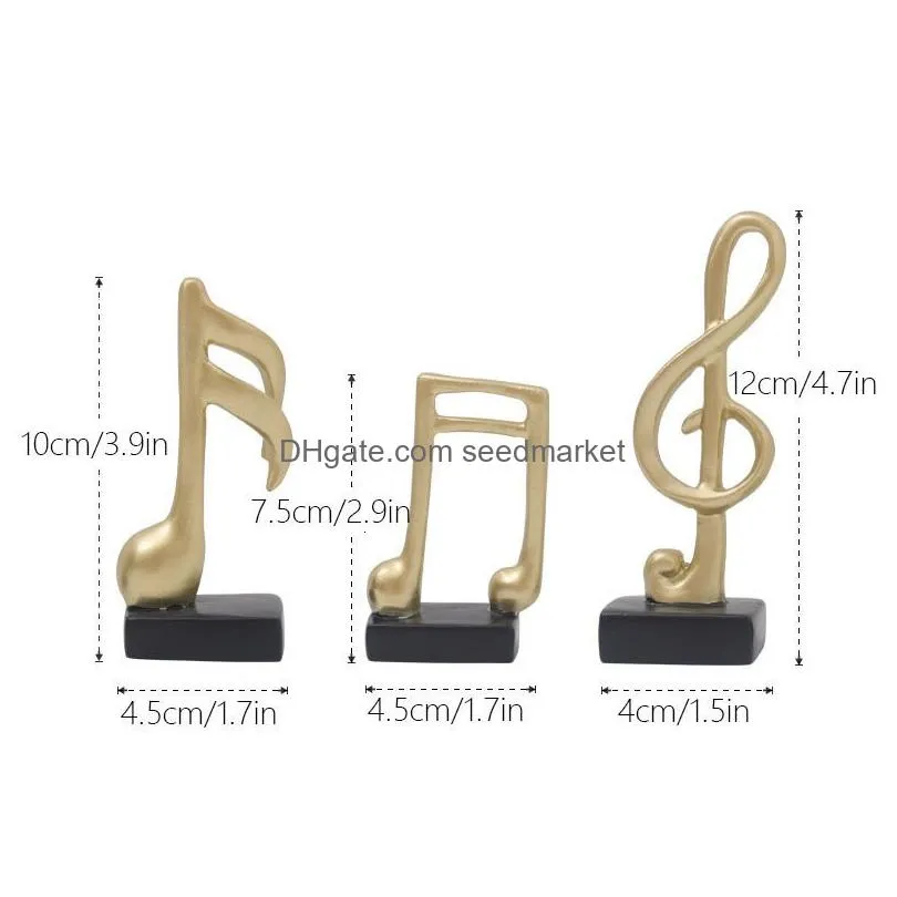 Decorative Objects & Figurines Decorative Objects Figurines 3 Pieces/Set Resin Music Notes Mini Digital Nordic Art Indoor Home Desktop Dhzbm