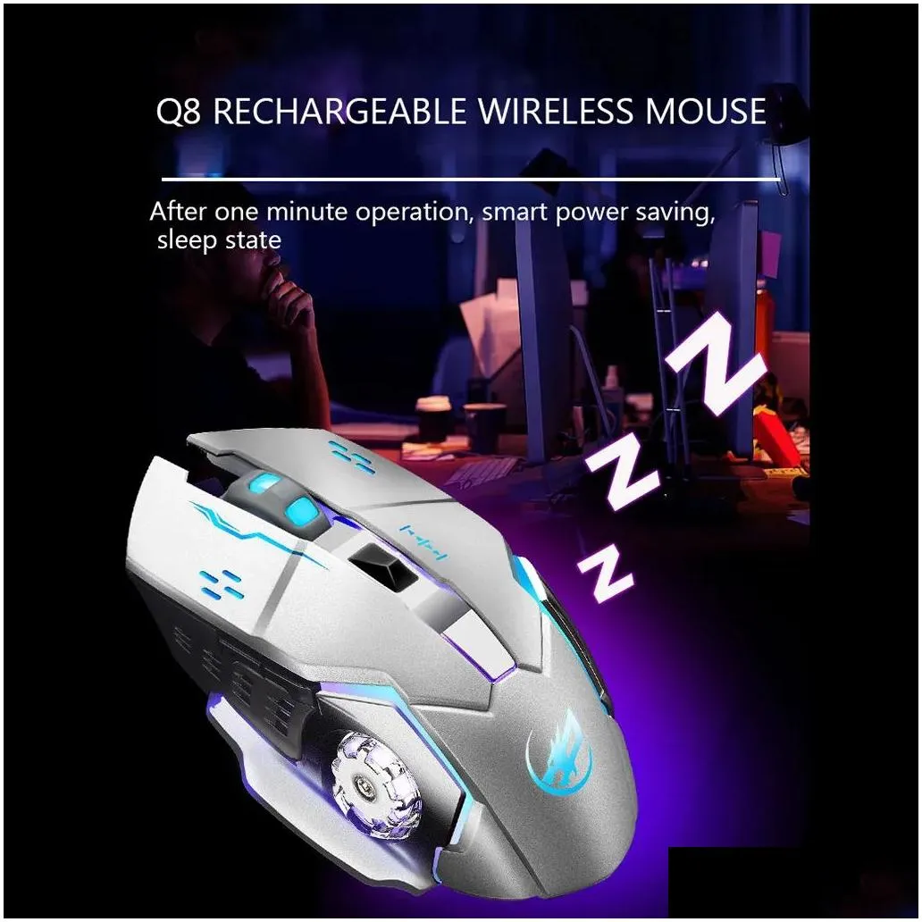 mice mouse raton wireless silent rechargeable 6 button led laptop gamer computer mice inalambrico ordenador sem fio inalambrico 19a19