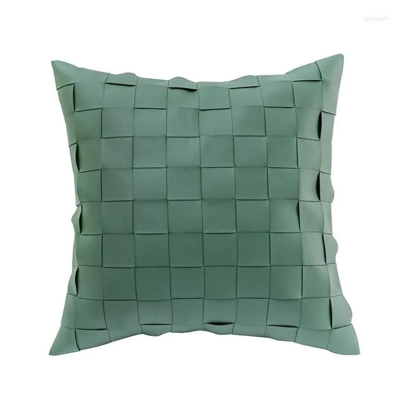 Cushion/Decorative Pillow Pillow Home Decoration Faux Leather Er Green Orange Brown Black 45X45Cm Woven For Couch Sofa Chair Living Ro Dheks